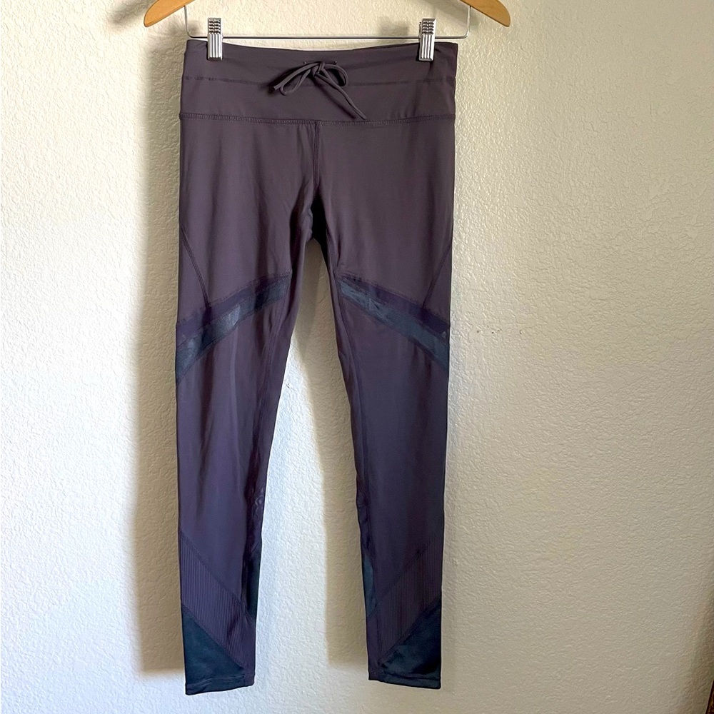 Free People Movement Mid Rise Mesh Tap Back Leggings Drawstring Waist Athletic